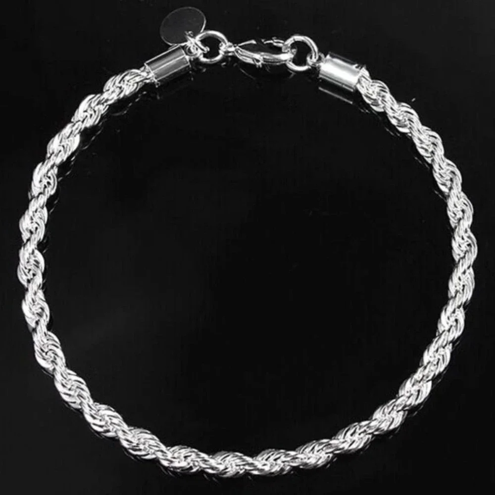 NEW‎ Sterling Silver 925 Rope Chain Bracelet